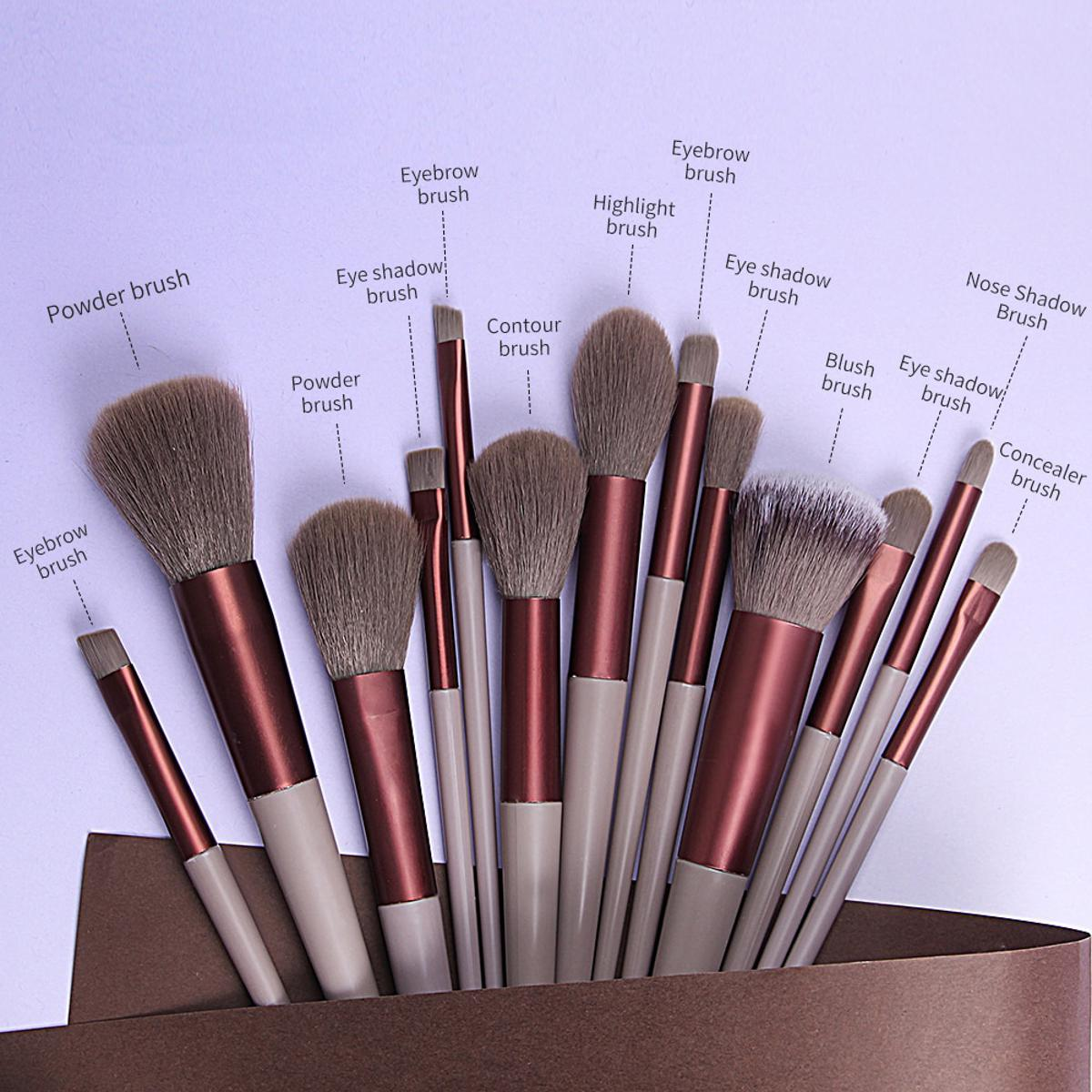 13 PCS Makeup Brushes Set Eye Shadow Foundation Women Cosmetic Brush Eyeshadow Blush Beauty Soft Make Up Tools Bag