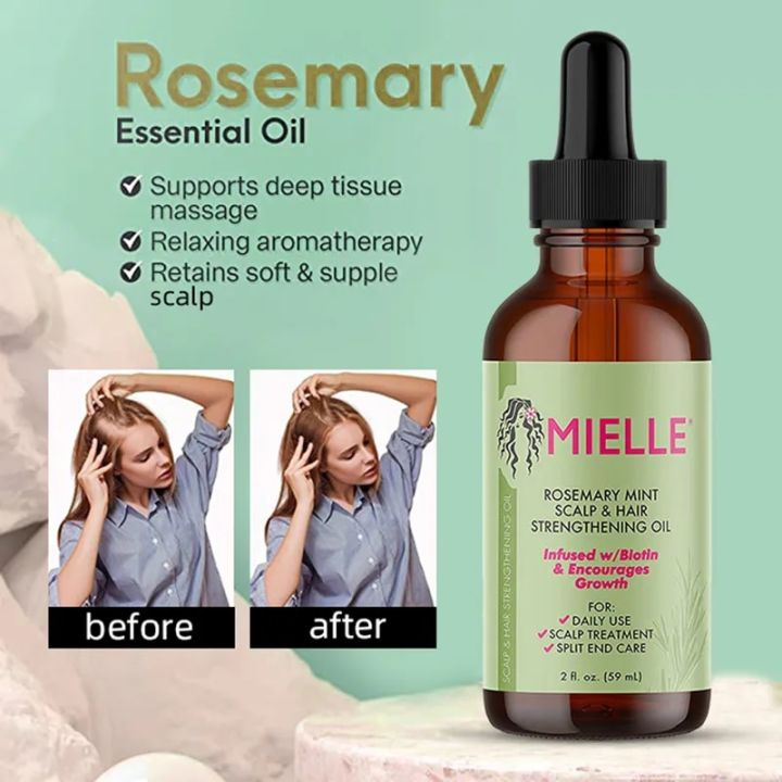 Mielle Original Hair Growth Essential Oil Rosemary Mint Hair Strengthening Nourishing Treatment for Split Ends and Dry Hair Mask