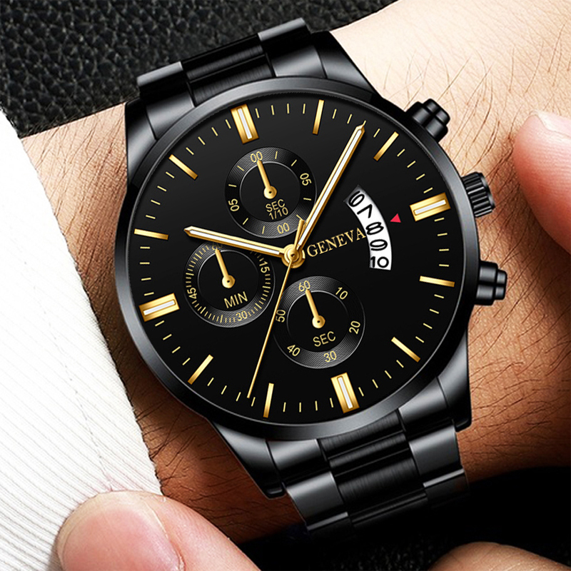 Fashion Men Stainless Steel Watch Luxury Calendar Quartz Wrist Watch Mens Business Watches for Man Clock Montre Homme